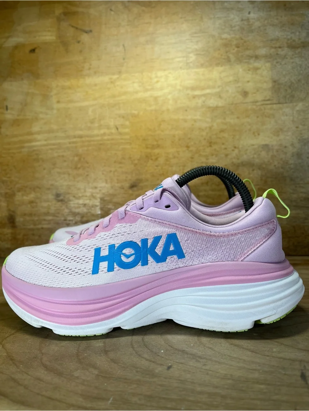 Hoka One One Bondi 8 REFLECTIVE Womens Size 8 Running Shoes Sneakers Pink Blue